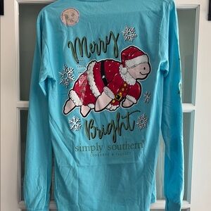 Simply Southern Blue Long Sleeve Tee with Graphic Design